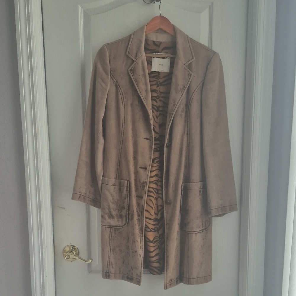 Moschino Tan Trench Coat Elegant Versatile Design Size Small